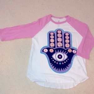 Lauren Moshi “hamsa” baseball tee! ☮️